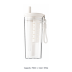 Tritan Pet-Themed Straw Bottle with Tea Infuser — 750ml / White